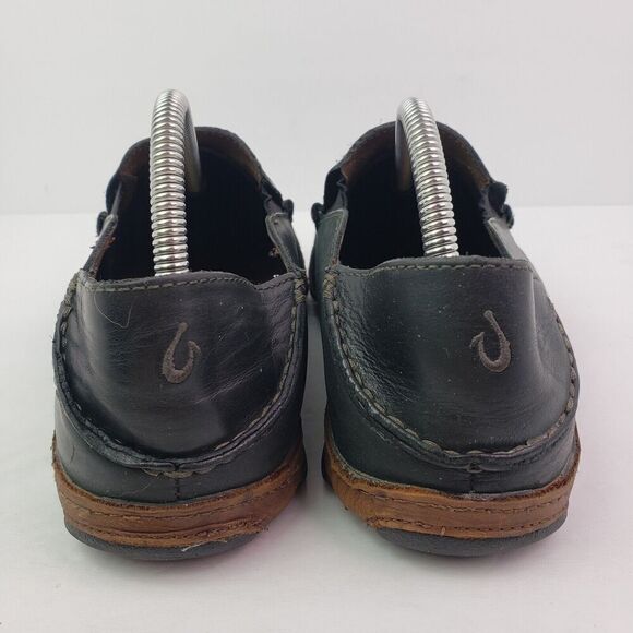 Olukai Moloa Mens Size 8.5 Black Leather Casual Loafer Shoes 10128 4033 main image 7